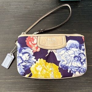 Coach Purple Wristlet with Floral Design
